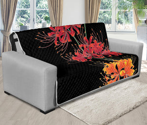 Red And Yellow Japanese Amaryllis Print Futon Protector