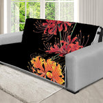 Red And Yellow Japanese Amaryllis Print Futon Protector