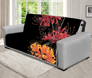 Red And Yellow Japanese Amaryllis Print Futon Protector