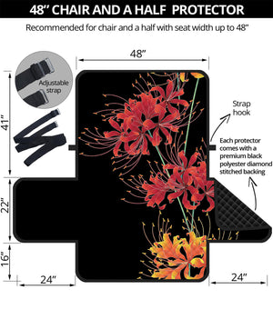 Red And Yellow Japanese Amaryllis Print Half Sofa Protector