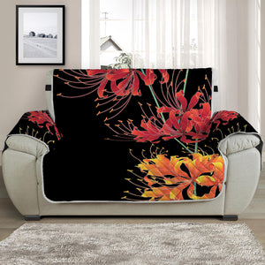 Red And Yellow Japanese Amaryllis Print Half Sofa Protector