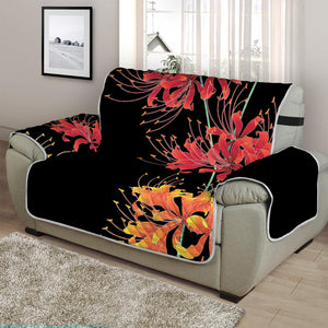 Red And Yellow Japanese Amaryllis Print Half Sofa Protector