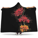 Red And Yellow Japanese Amaryllis Print Hooded Blanket
