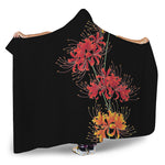 Red And Yellow Japanese Amaryllis Print Hooded Blanket