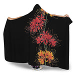 Red And Yellow Japanese Amaryllis Print Hooded Blanket
