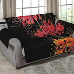 Red And Yellow Japanese Amaryllis Print Loveseat Protector