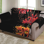 Red And Yellow Japanese Amaryllis Print Loveseat Protector