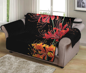 Red And Yellow Japanese Amaryllis Print Loveseat Protector