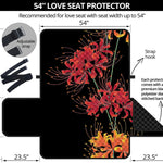 Red And Yellow Japanese Amaryllis Print Loveseat Protector