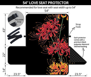 Red And Yellow Japanese Amaryllis Print Loveseat Protector