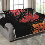 Red And Yellow Japanese Amaryllis Print Loveseat Protector