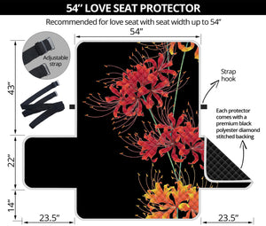 Red And Yellow Japanese Amaryllis Print Loveseat Protector