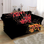 Red And Yellow Japanese Amaryllis Print Loveseat Slipcover