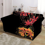 Red And Yellow Japanese Amaryllis Print Loveseat Slipcover