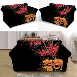 Red And Yellow Japanese Amaryllis Print Loveseat Slipcover