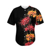 Red And Yellow Japanese Amaryllis Print Men's Baseball Jersey