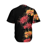 Red And Yellow Japanese Amaryllis Print Men's Baseball Jersey