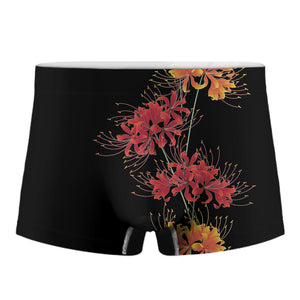 Red And Yellow Japanese Amaryllis Print Men's Boxer Briefs