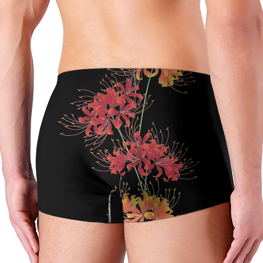 Red And Yellow Japanese Amaryllis Print Men's Boxer Briefs