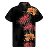 Red And Yellow Japanese Amaryllis Print Men's Short Sleeve Shirt