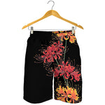 Red And Yellow Japanese Amaryllis Print Men's Shorts