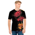 Red And Yellow Japanese Amaryllis Print Men's T-Shirt