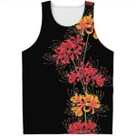 Red And Yellow Japanese Amaryllis Print Men's Tank Top