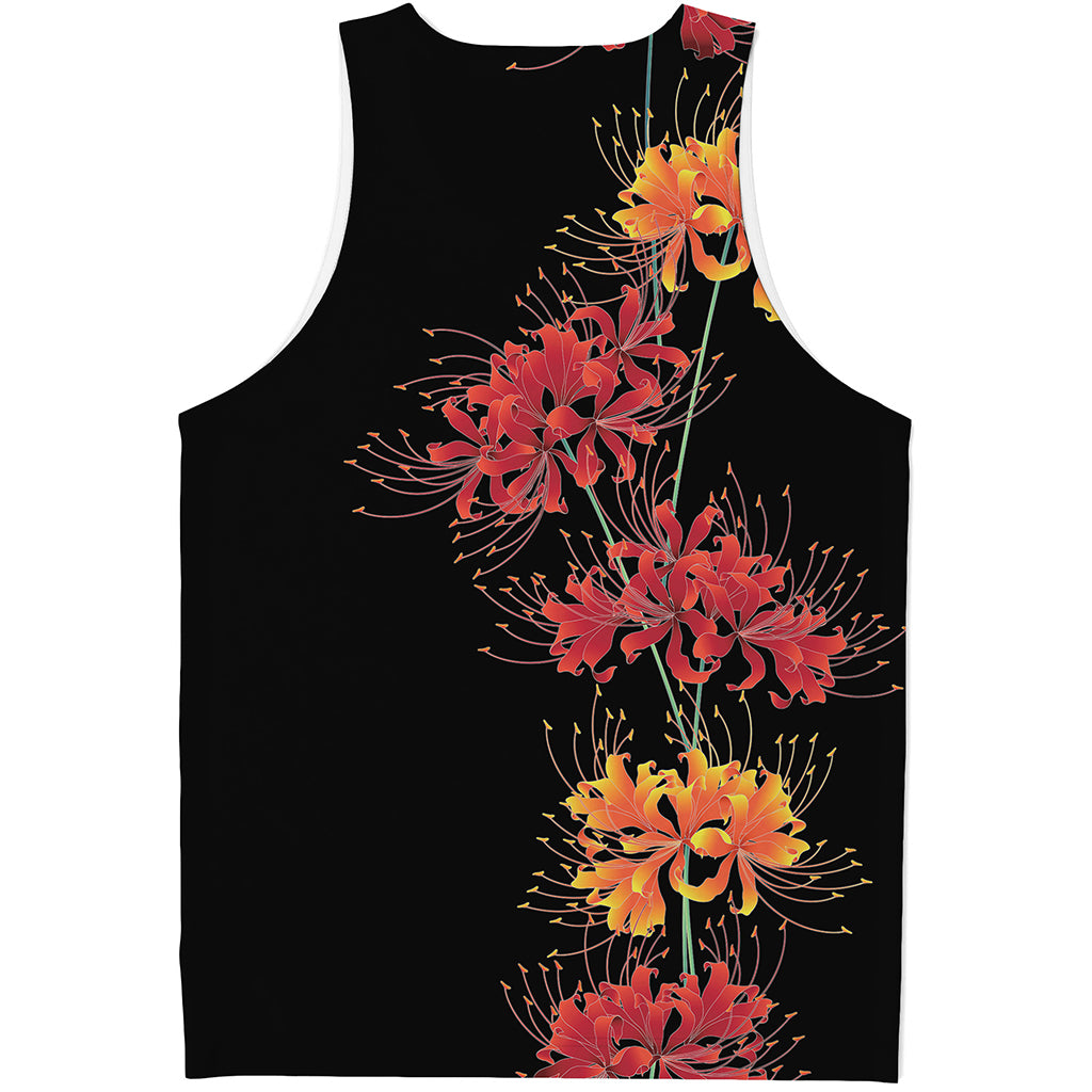 Red And Yellow Japanese Amaryllis Print Men's Tank Top