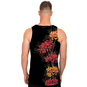 Red And Yellow Japanese Amaryllis Print Men's Tank Top