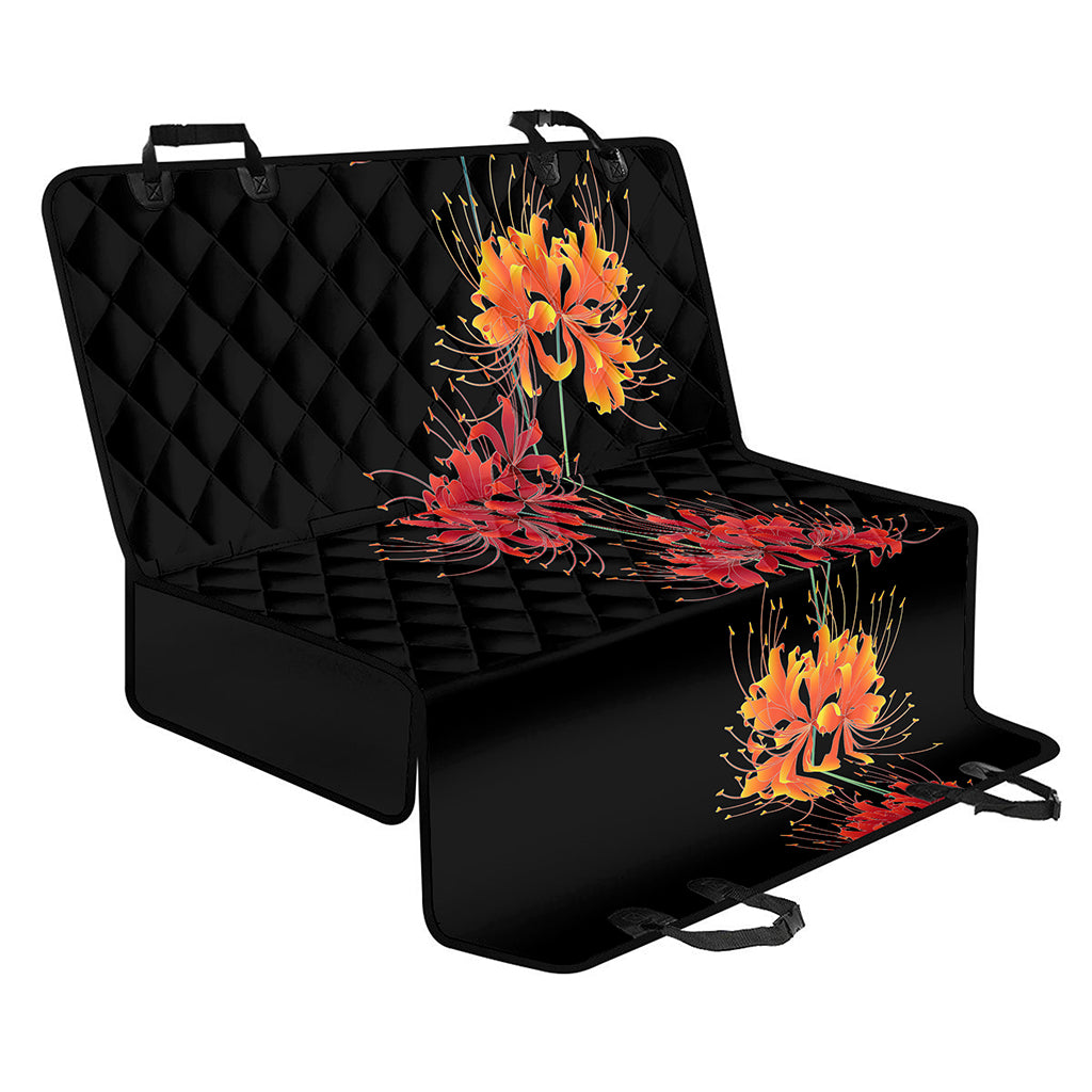 Red And Yellow Japanese Amaryllis Print Pet Car Back Seat Cover