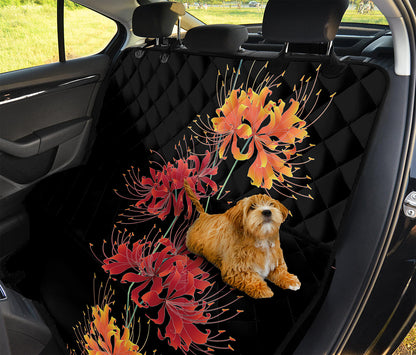 Red And Yellow Japanese Amaryllis Print Pet Car Back Seat Cover