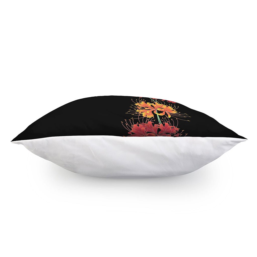 Red And Yellow Japanese Amaryllis Print Pillow Cover
