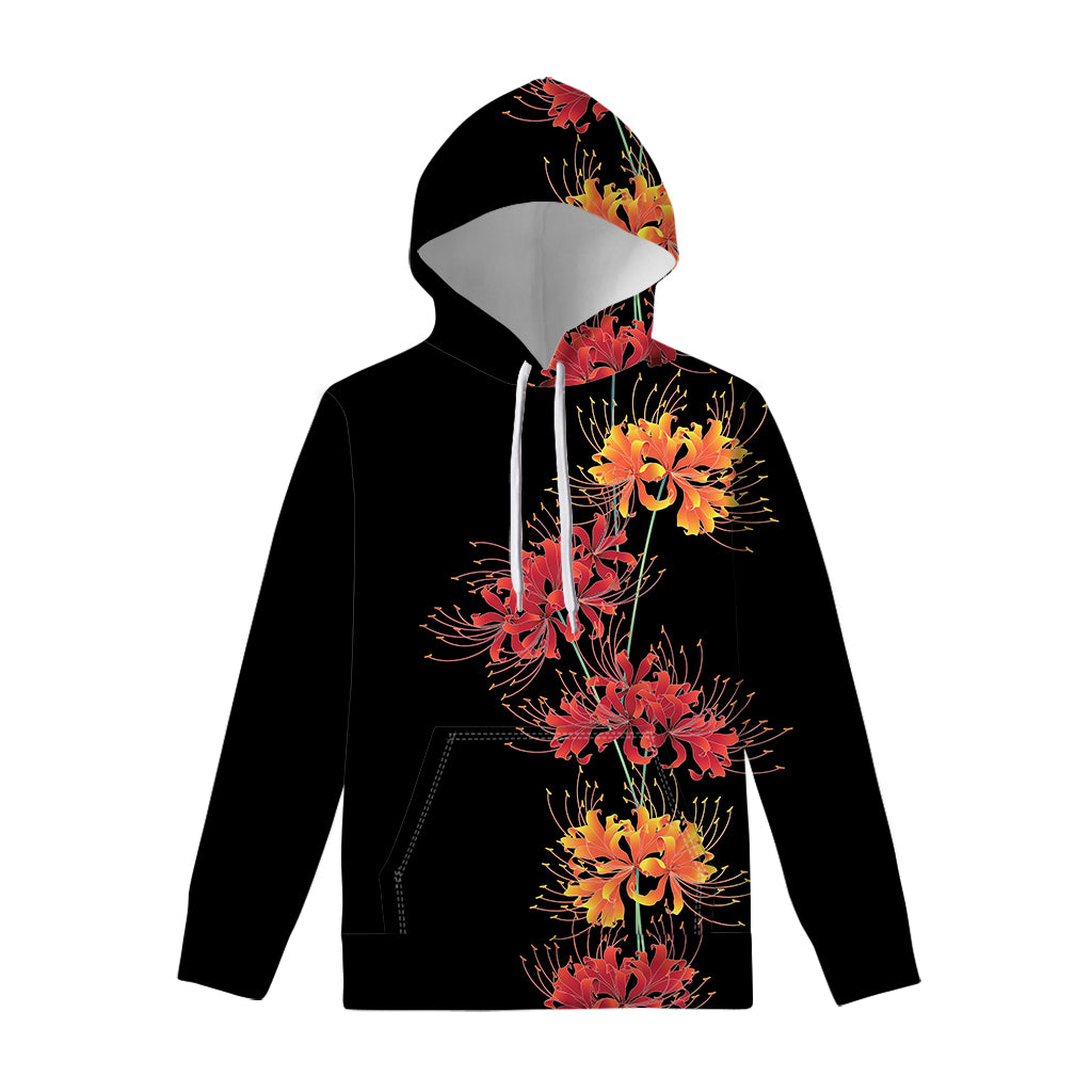 Red And Yellow Japanese Amaryllis Print Pullover Hoodie