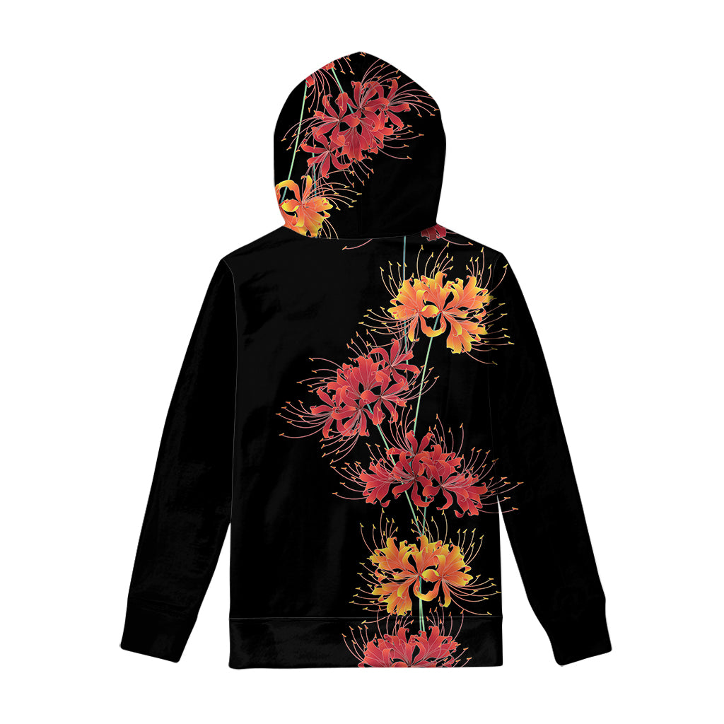 Red And Yellow Japanese Amaryllis Print Pullover Hoodie