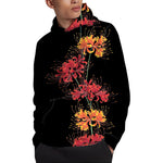 Red And Yellow Japanese Amaryllis Print Pullover Hoodie