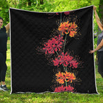 Red And Yellow Japanese Amaryllis Print Quilt