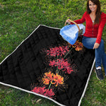 Red And Yellow Japanese Amaryllis Print Quilt