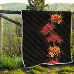 Red And Yellow Japanese Amaryllis Print Quilt