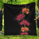 Red And Yellow Japanese Amaryllis Print Quilt