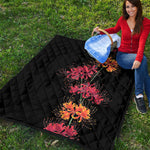 Red And Yellow Japanese Amaryllis Print Quilt