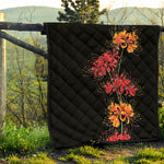 Red And Yellow Japanese Amaryllis Print Quilt