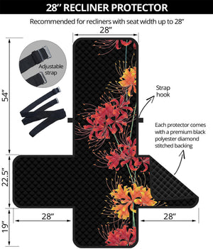 Red And Yellow Japanese Amaryllis Print Recliner Protector