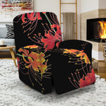 Red And Yellow Japanese Amaryllis Print Recliner Slipcover