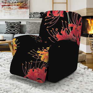 Red And Yellow Japanese Amaryllis Print Recliner Slipcover