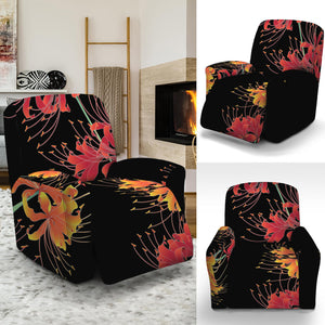 Red And Yellow Japanese Amaryllis Print Recliner Slipcover