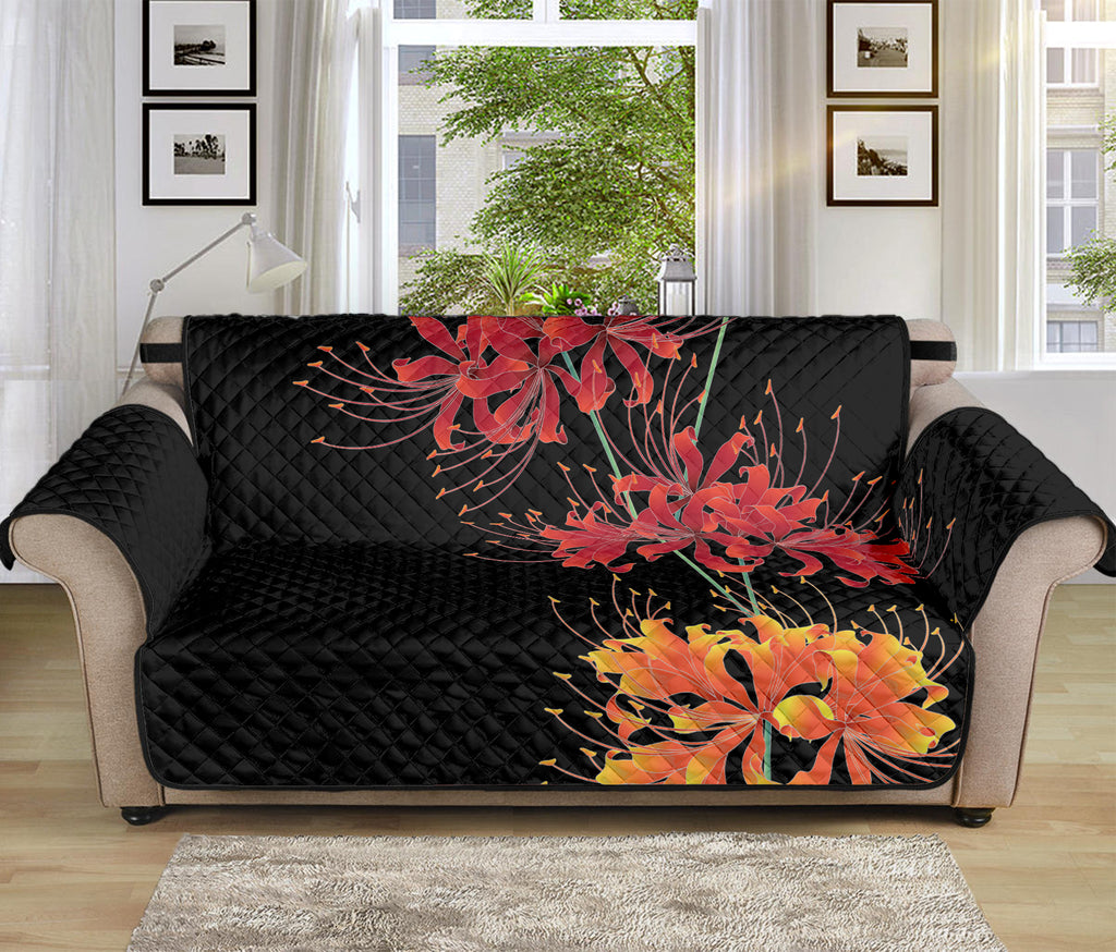 Red And Yellow Japanese Amaryllis Print Sofa Protector