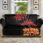 Red And Yellow Japanese Amaryllis Print Sofa Protector