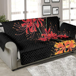 Red And Yellow Japanese Amaryllis Print Sofa Protector