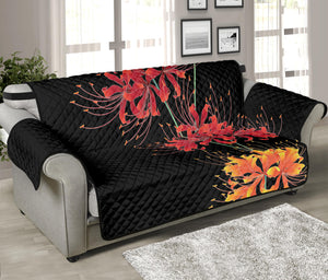 Red And Yellow Japanese Amaryllis Print Sofa Protector