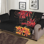 Red And Yellow Japanese Amaryllis Print Sofa Protector